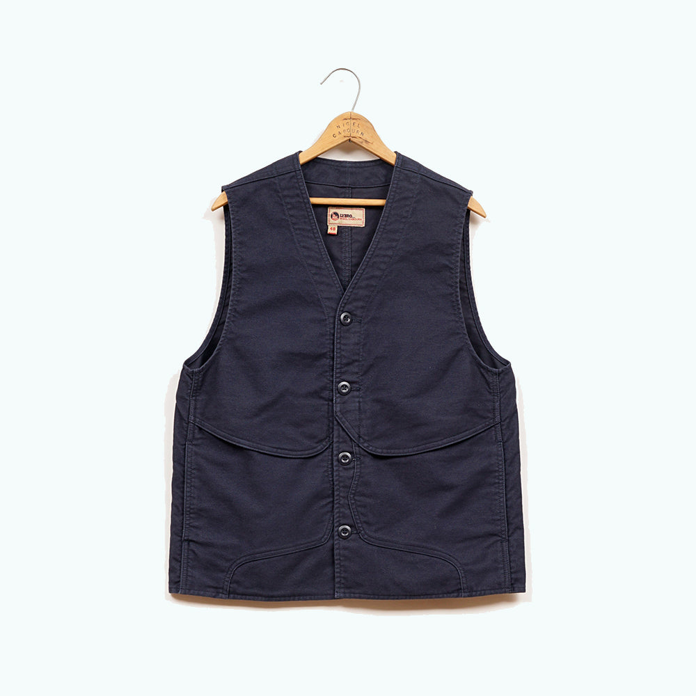 Nigel Cabourn Lybro Dark Navy Moleskin Work Vest – Rivet Clothing