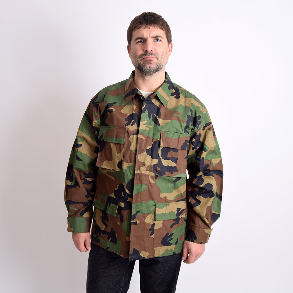 Houston Woodland Camouflage Lightweight Ripstop BDU Jacket Rivet