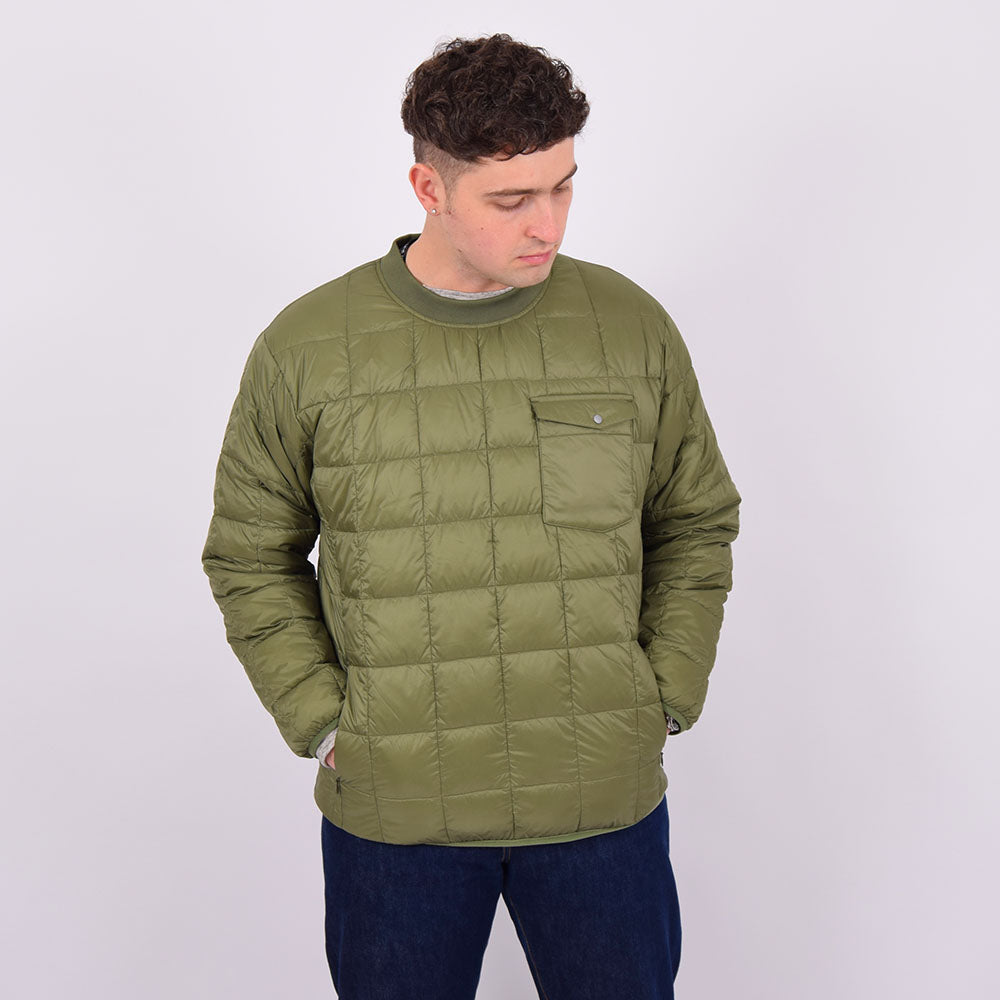 Taion Olive Crew Neck Down Pullover