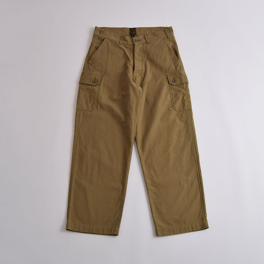 Gypsy & Sons Beige Slub Cotton Sateen Czech Army Cargo Pants