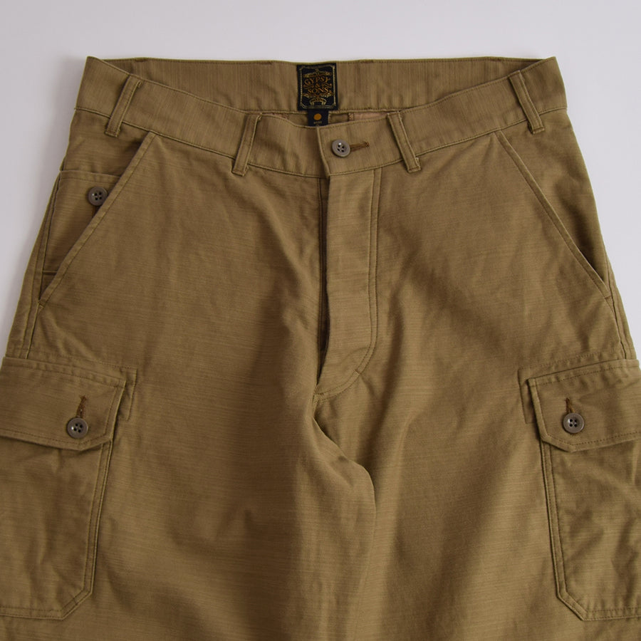 Gypsy & Sons Beige Slub Cotton Sateen Czech Army Cargo Pants