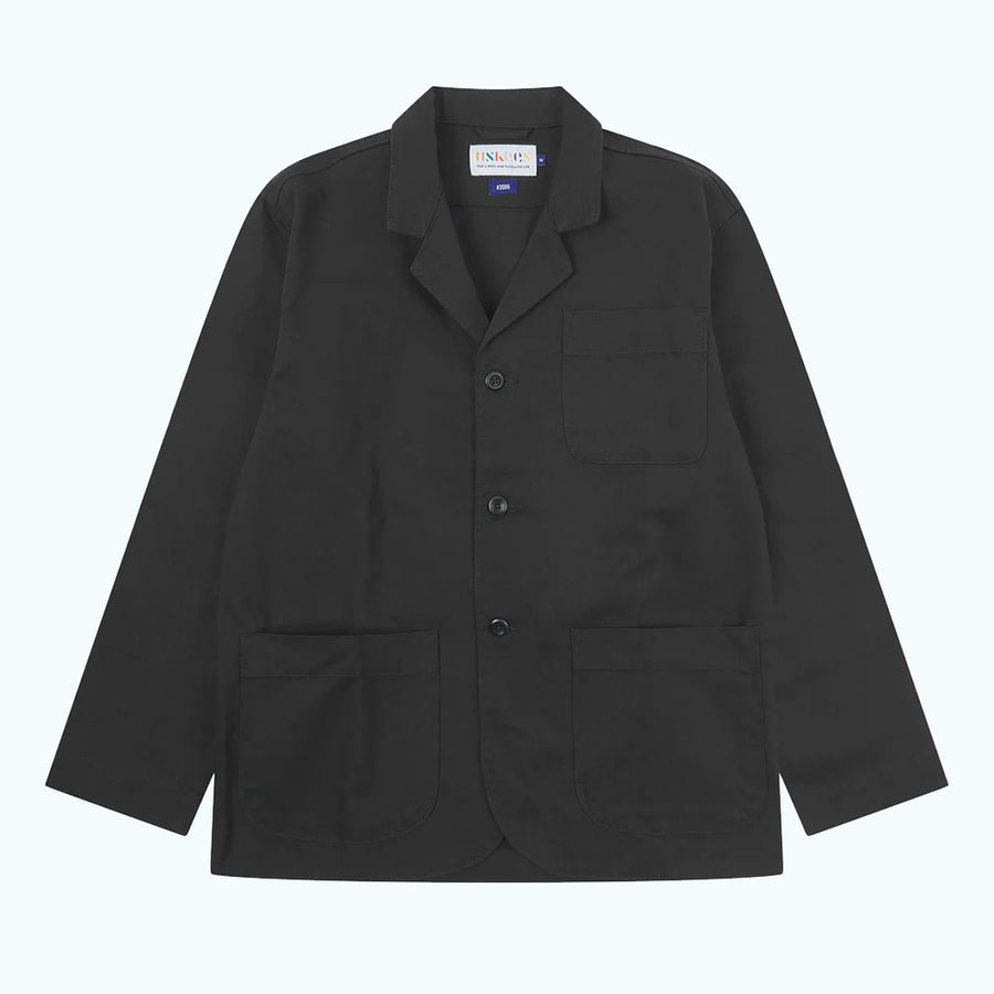 Uskees Black Cotton Twill Blazer