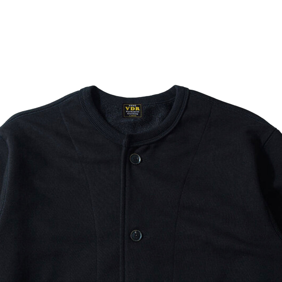 VDR Black Collarless Sweatshirt Cardigan