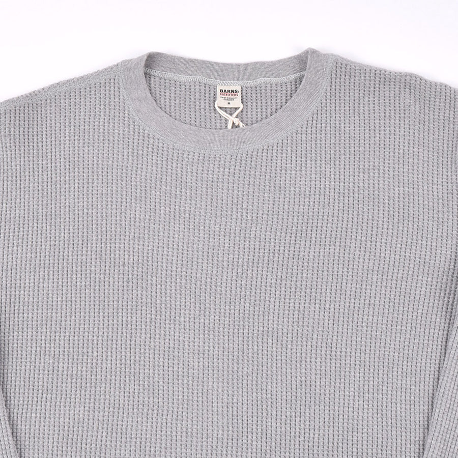 Barns Oufitters Grey Waffle Knit Crew Neck Baseball Top