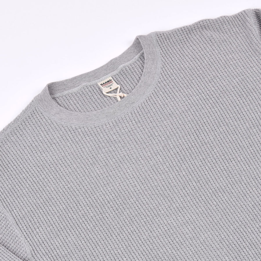Barns Oufitters Grey Waffle Knit Crew Neck Baseball Top
