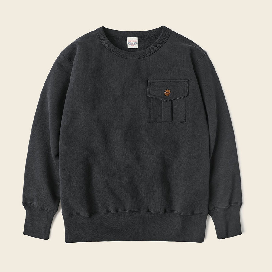 Bronson Black Military Pocket Heavyweight Cotton Sweatshirt