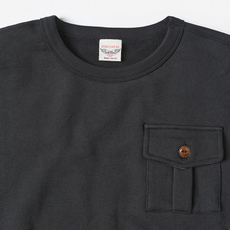 Bronson Black Military Pocket Heavyweight Cotton Sweatshirt