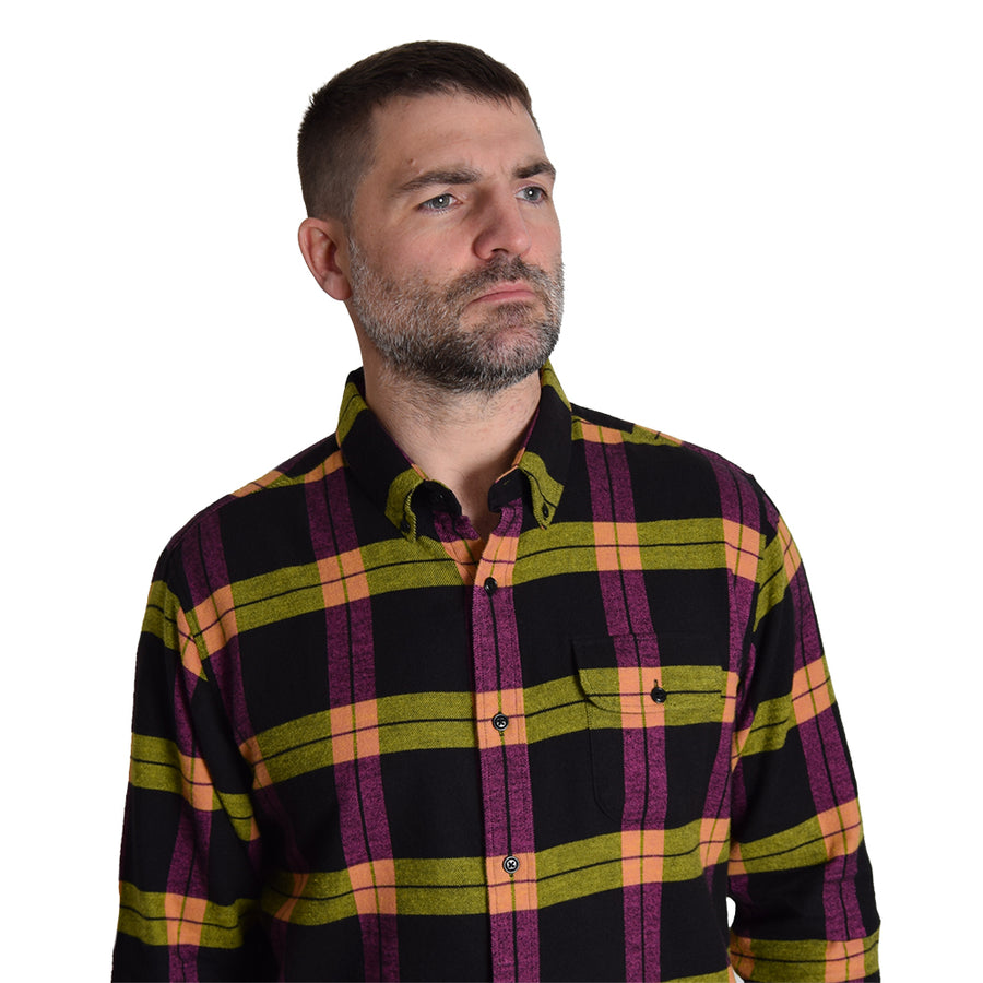 Far Afield Black Magenta Check Flannel BD Shirt