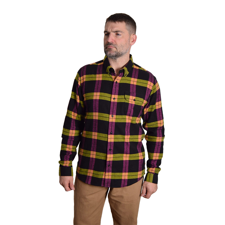 Far Afield Black Magenta Check Flannel BD Shirt