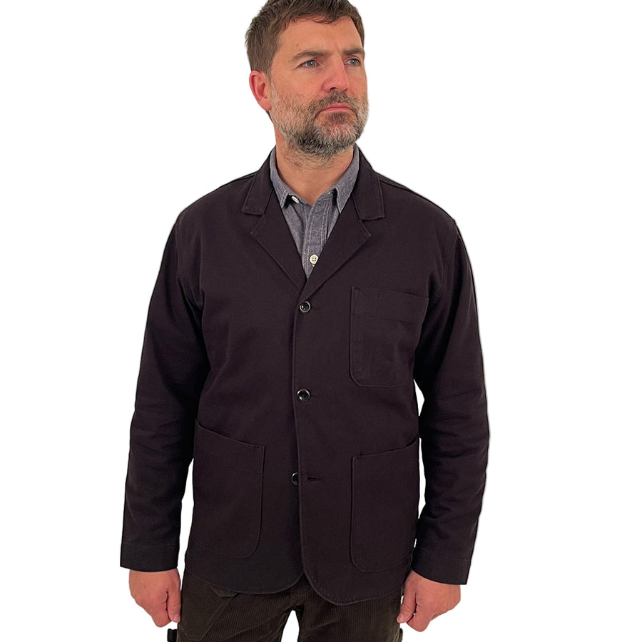 Uskees Black Cotton Twill Blazer