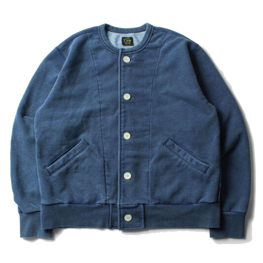 VDR Indigo Vintage Collarless Sweatshirt Cardigan