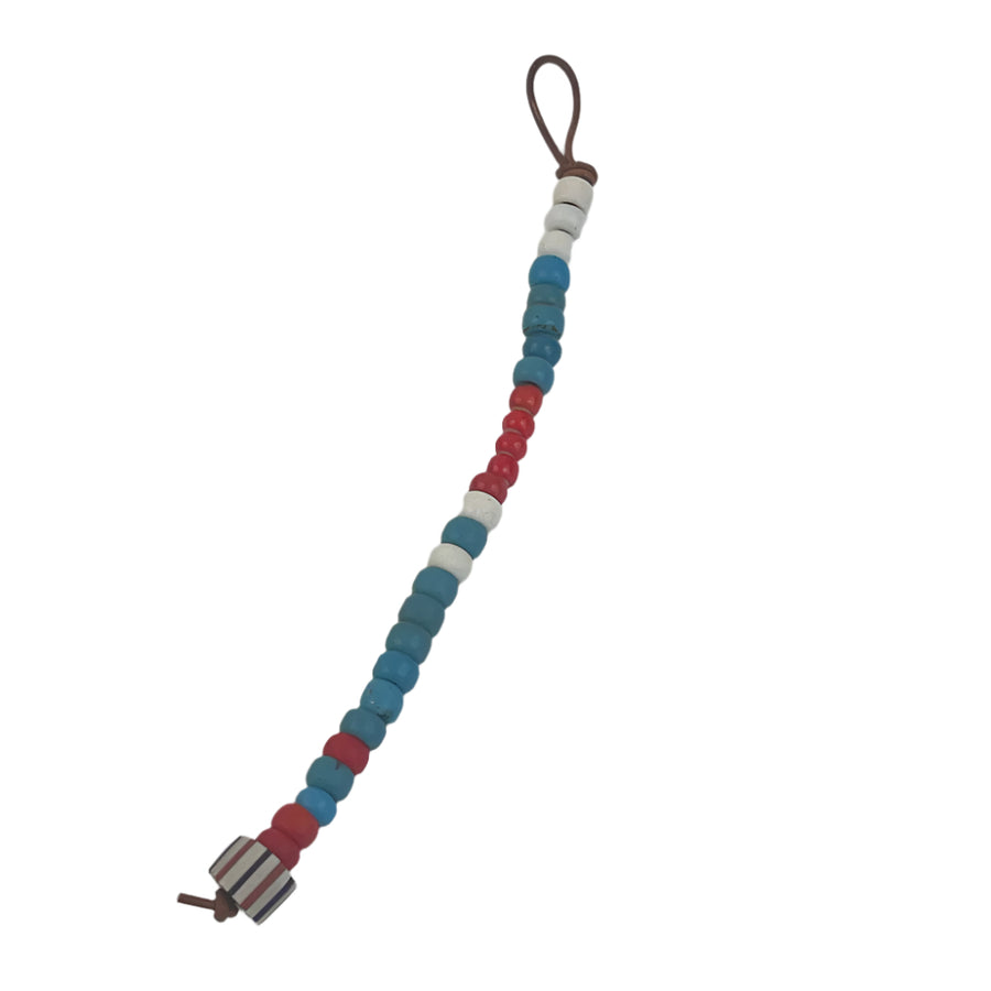 Hubb P.O.R Blue White & Red African Trade Beads Bracelet With Vintage Venetian Glass Bead
