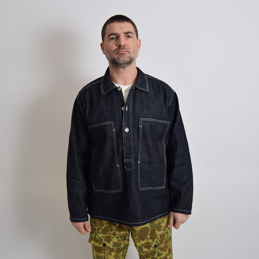 Houston Indigo Denim Pullover Fatigue Shirt