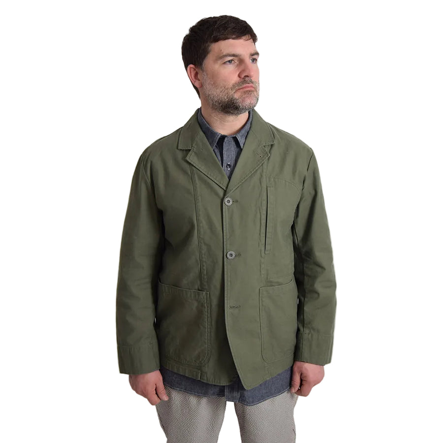 Nigel Cabourn Lybro Green Slub Satin Cotton Work Suit Jacket