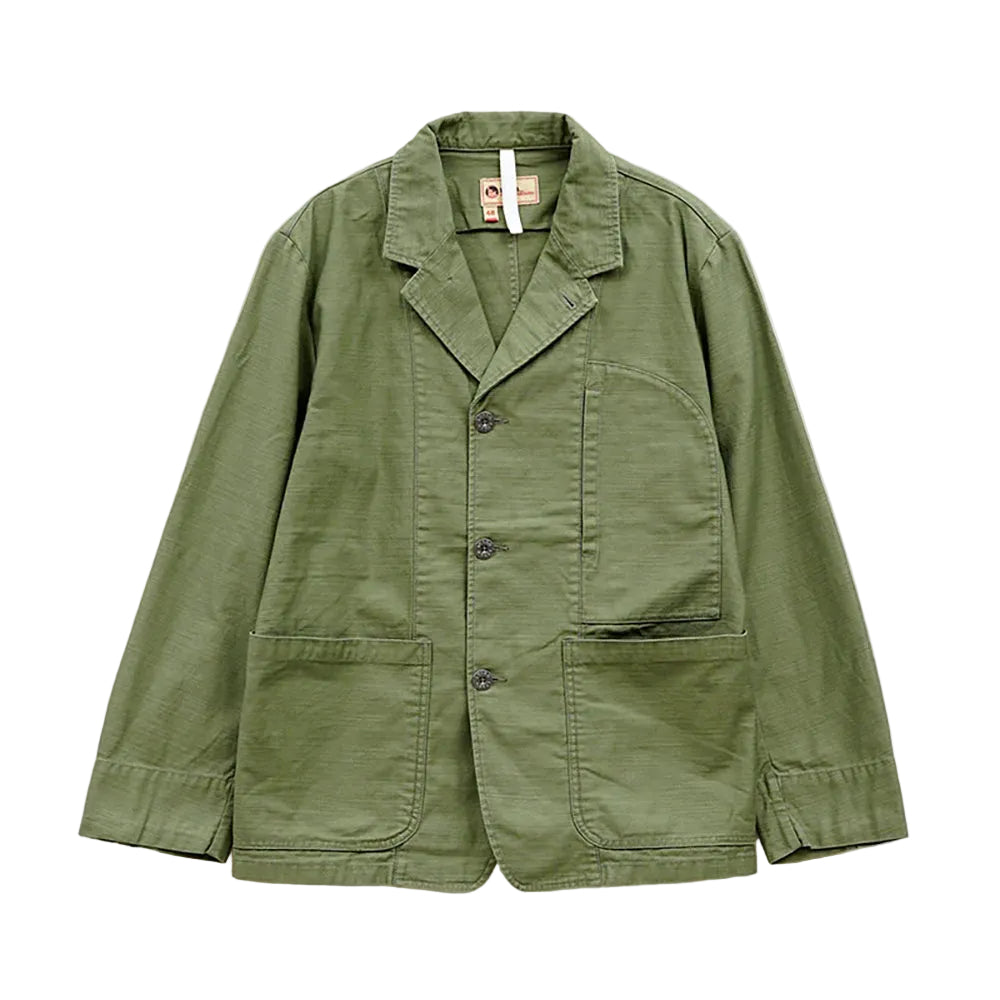Nigel Cabourn Lybro Green Slub Satin Cotton Work Suit Jacket