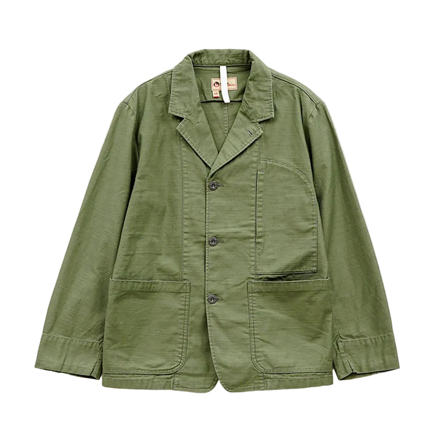 Nigel Cabourn Lybro Green Slub Satin Cotton Work Suit Jacket