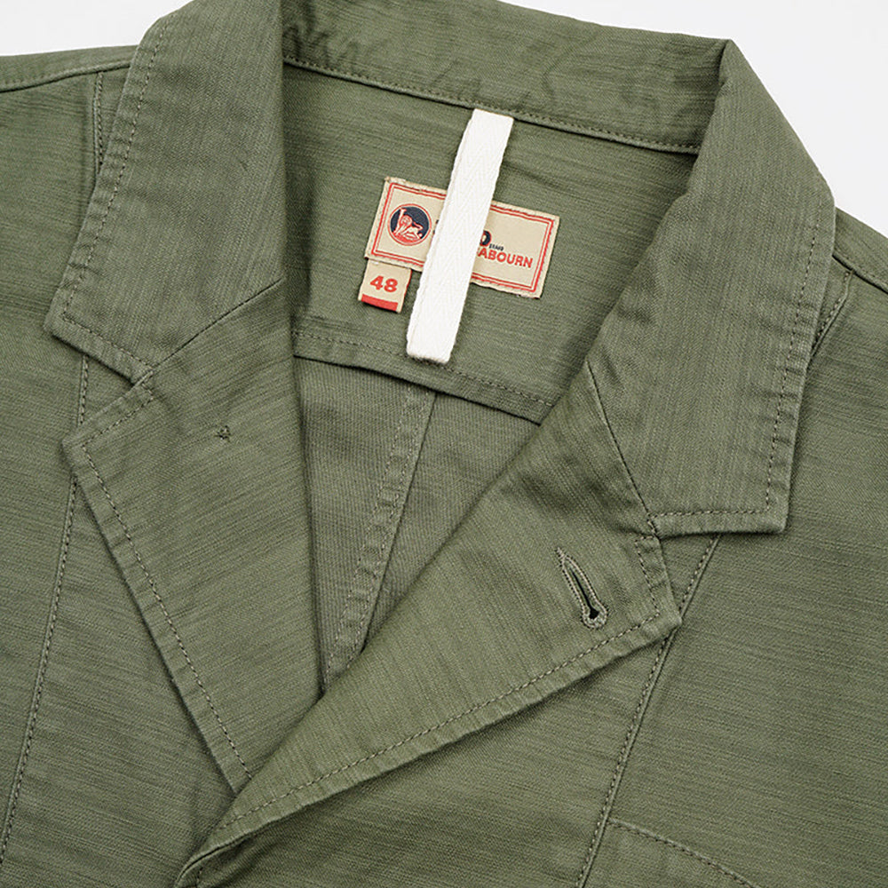 Nigel Cabourn Lybro Green Slub Satin Cotton Work Suit Jacket