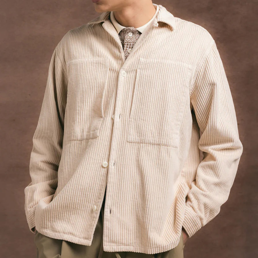 Kestin Ecru Jumbo Cord Durno Overshirt