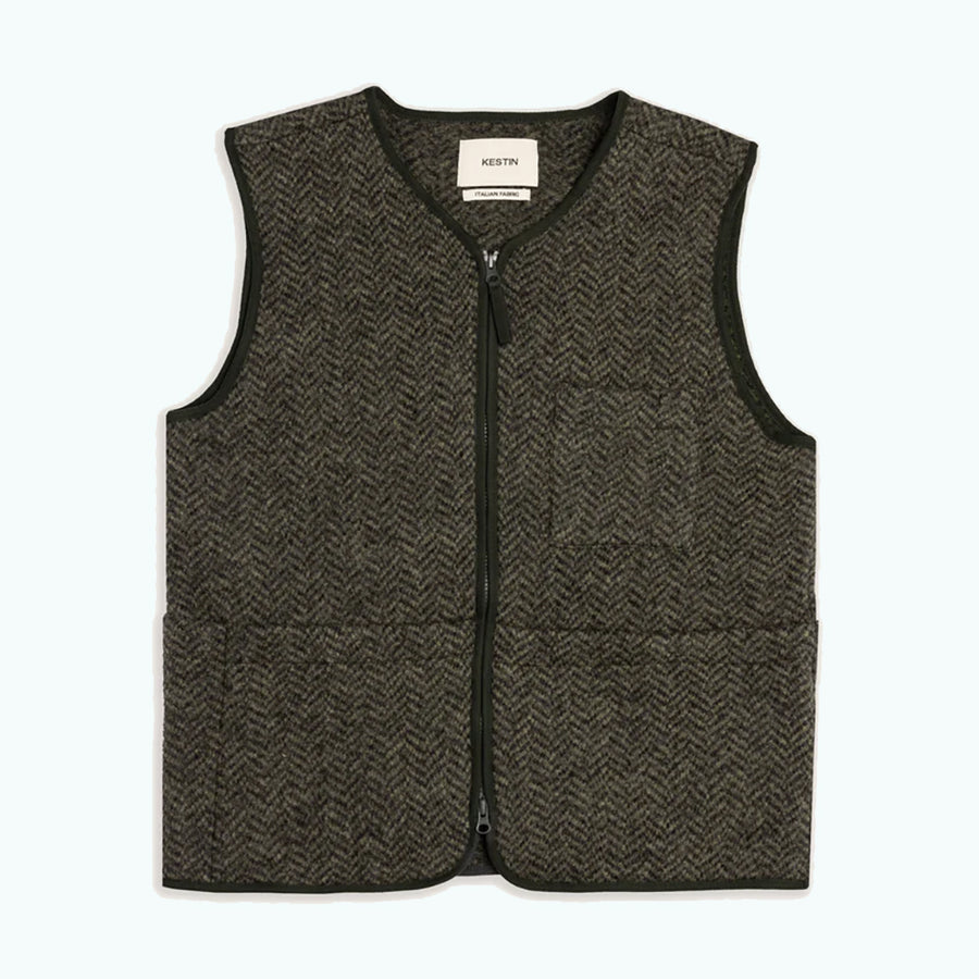 Kestin Moss Herringbone Wool Bute Vest