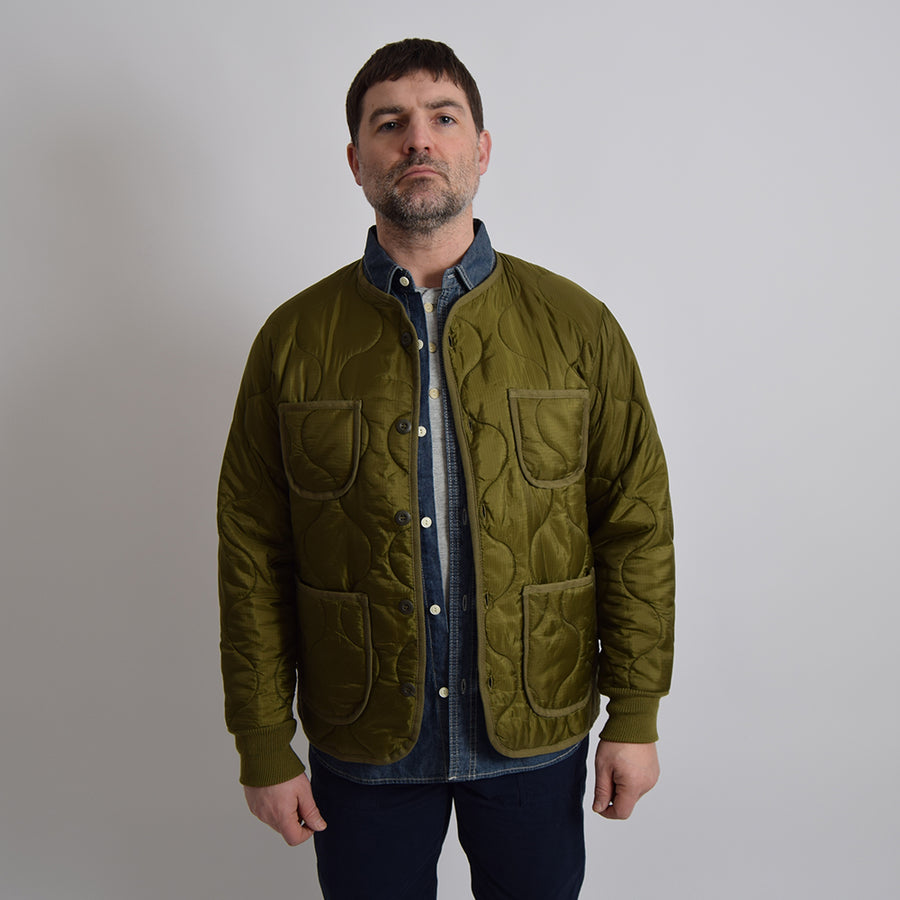 Bronson Olive Military Style Quilted Nylon Ripstop Liner Jacket