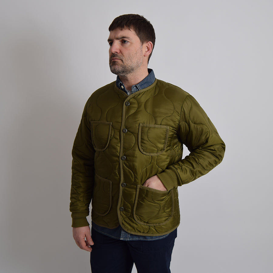 Bronson Olive Military Style Quilted Nylon Ripstop Liner Jacket