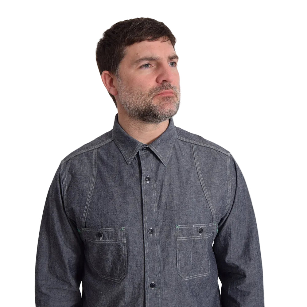 Nigel Cabourn Mainline Indigo Selvedge Denim Medical Shirt – Rivet