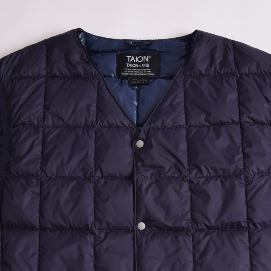 Taion Navy V Neck Down Vest