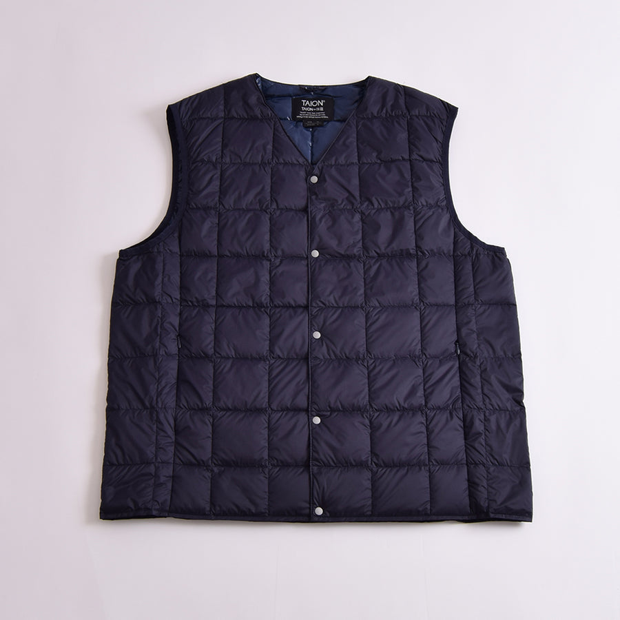 Taion Navy V Neck Down Vest