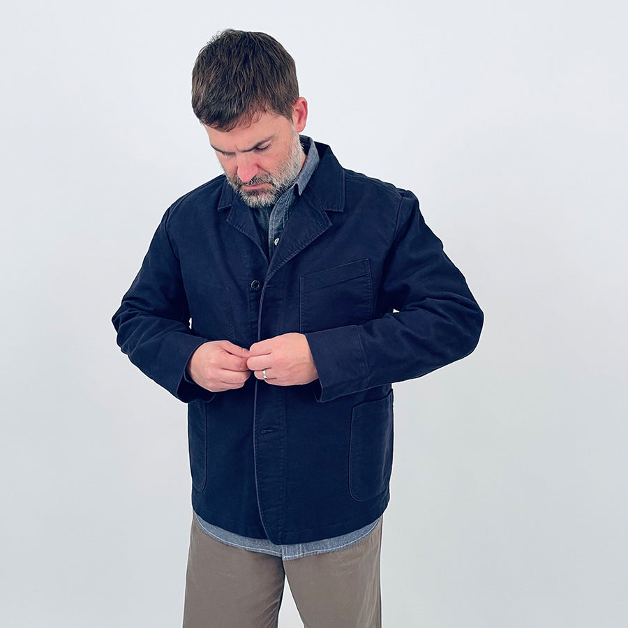 Nigel Cabourn Dark Navy Moleskin Work Suit Jacket