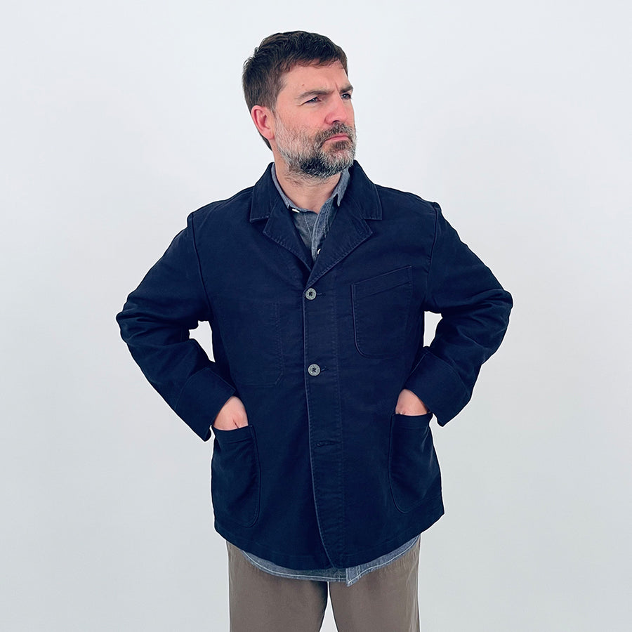 Nigel Cabourn Dark Navy Moleskin Work Suit Jacket