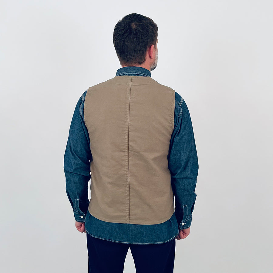 Nigel Cabourn Lybro Green Moleskin Work Vest