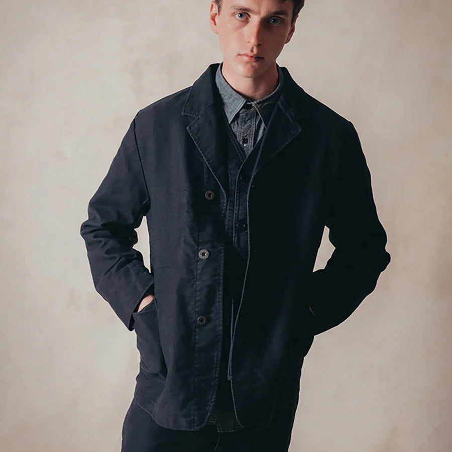 Nigel Cabourn Dark Navy Moleskin Work Suit Jacket