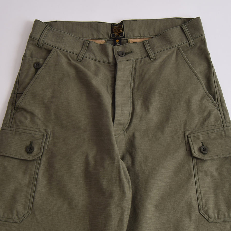 Gypsy & Sons Army Green Slub Cotton Sateen Czech Army Cargo Pants