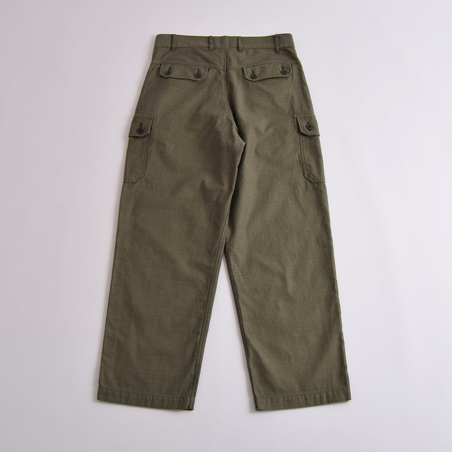 Gypsy & Sons Army Green Slub Cotton Sateen Czech Army Cargo Pants