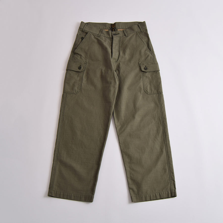 Gypsy & Sons Army Green Slub Cotton Sateen Czech Army Cargo Pants