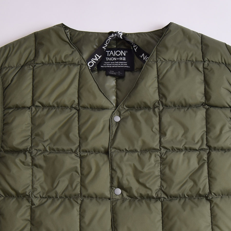 Taion Olive V Neck Down Vest