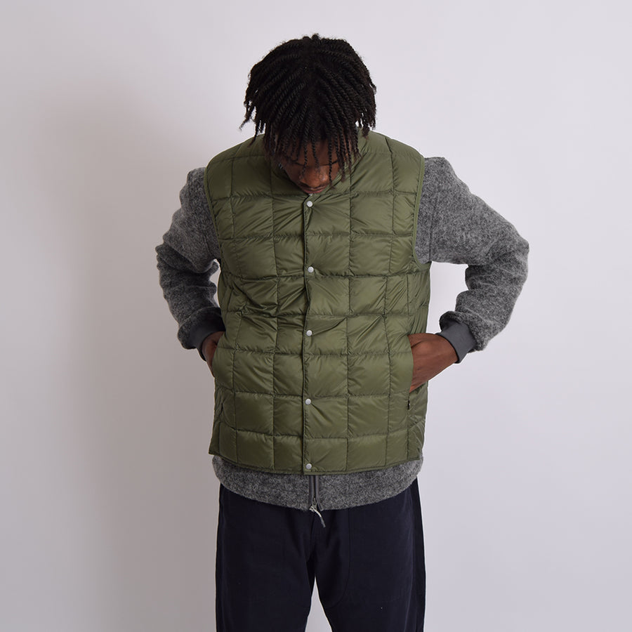 Taion Olive V Neck Down Vest