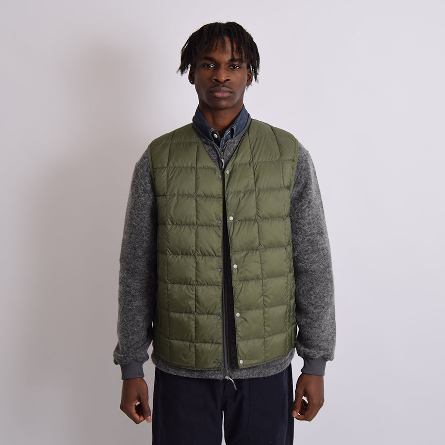 Taion Olive V Neck Down Vest