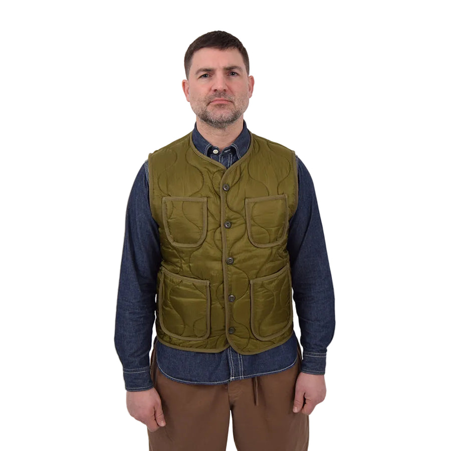 Bronson Olive Military Style Quilted Nylon Ripstop Liner Vest
