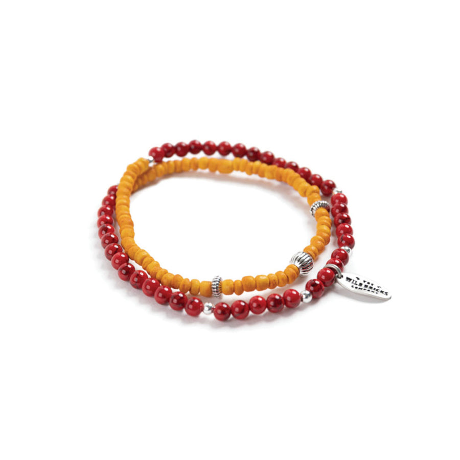 Wildbricks Red & Yellow Sterling Silver Double Bracelet