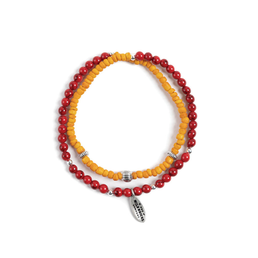 Wildbricks Red & Yellow Sterling Silver Double Bracelet