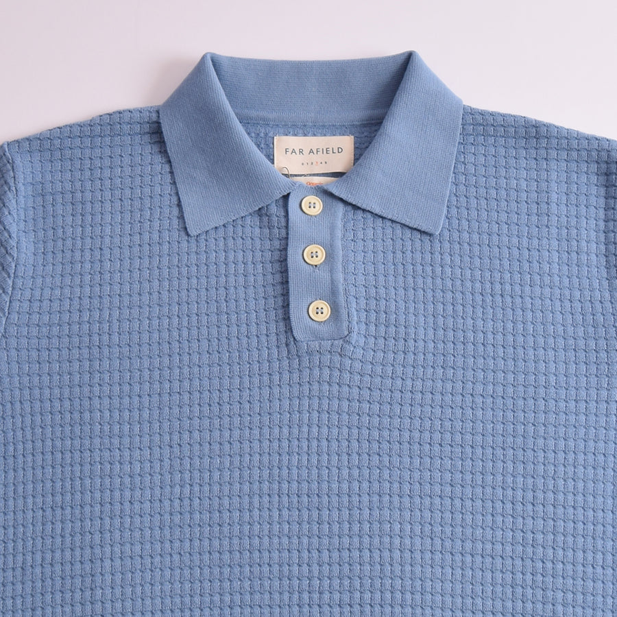 Far Afield Allure Blue Ribbed Waffle Renard Polo