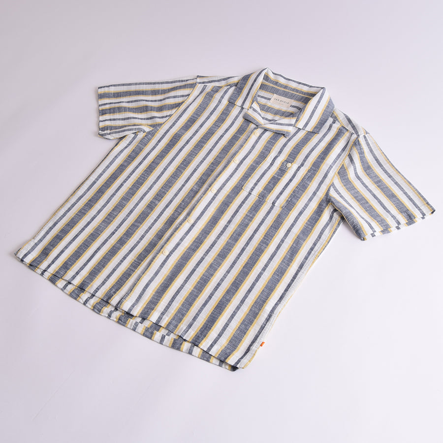 Far Afield Navy Slub Stripe Selleck Shirt