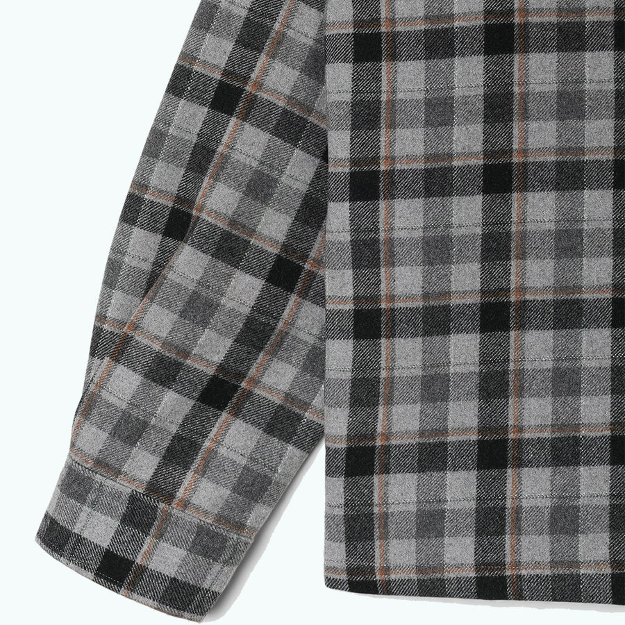 Stan Ray Charcoal Plaid Cotton Flannel Zip Shirt
