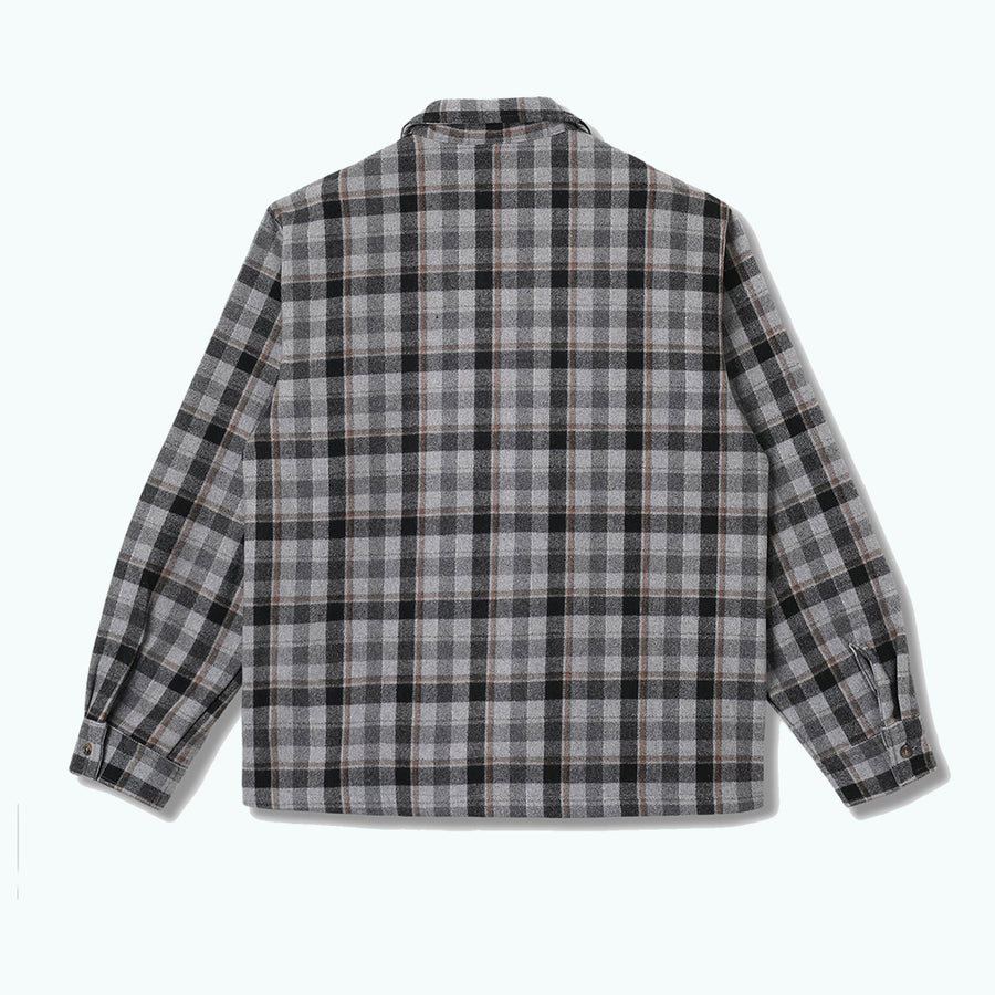 Stan Ray Charcoal Plaid Cotton Flannel Zip Shirt