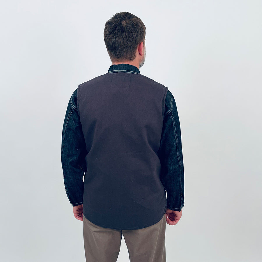Uskees Charcoal Cotton Drill 2-Way Zip Pocket Vest