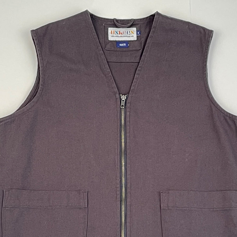 Uskees Charcoal Cotton Drill 2-Way Zip Pocket Vest