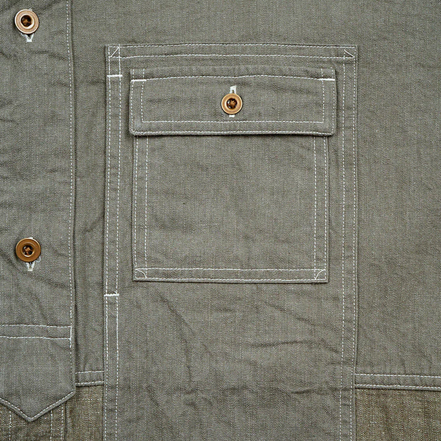 Nigel Cabourn Mainline 10oz Green Denim Utility Shirt Type 2