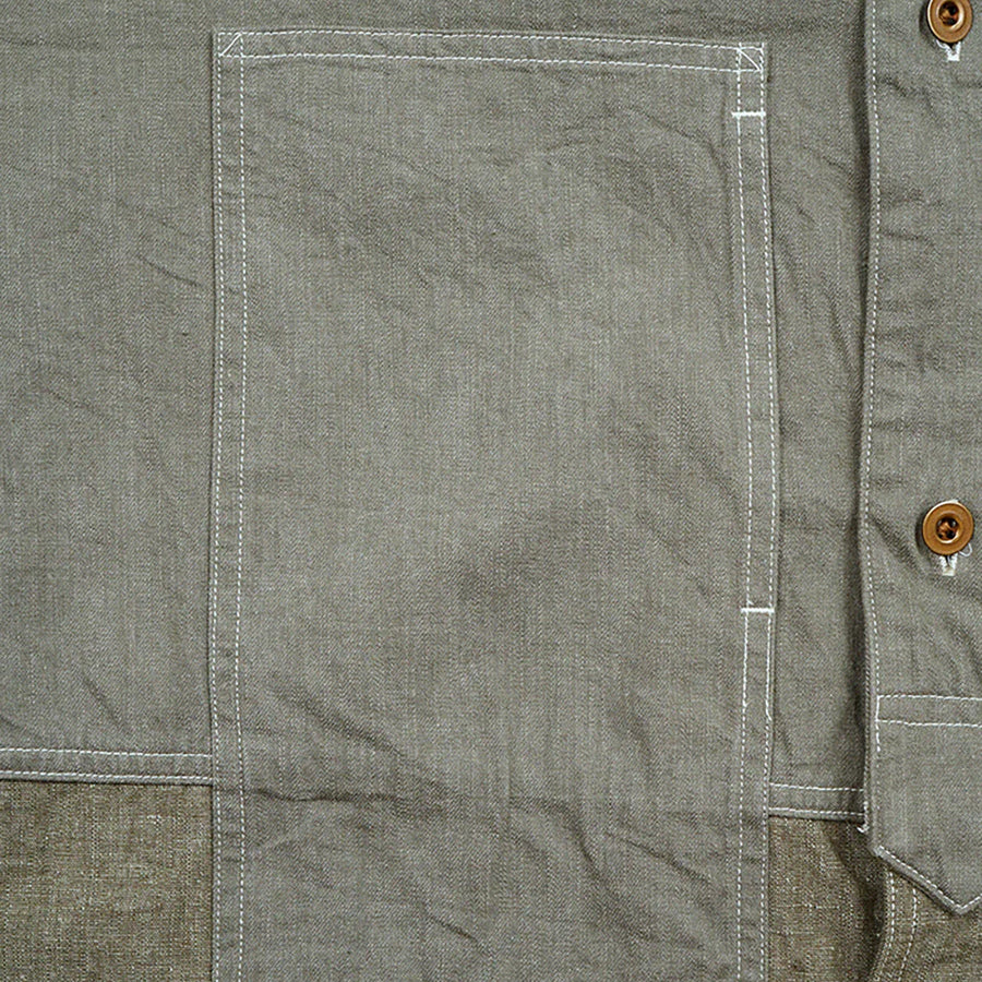 Nigel Cabourn Mainline 10oz Green Denim Utility Shirt Type 2