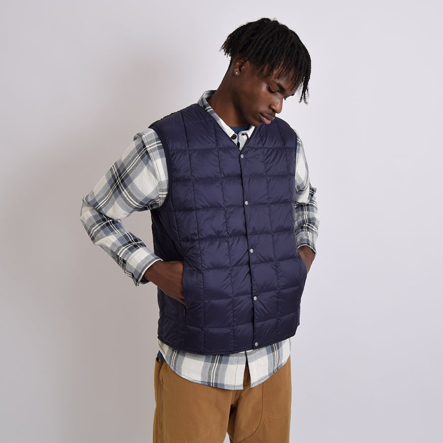 Taion Navy V Neck Down Vest